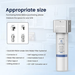 Glacier Fresh Under Sink Water Filter, Reduces PFAS, PFOA/PFOS, Lead, Chlorine,Direct Connect Kitchen Faucet