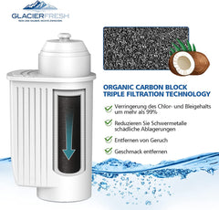 Glacier Fresh Coffee Filter Water Filter Compatible with Siemens Coffee Machine, pack of 4
